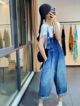 Vintage Gradient Split-Joint Denim Overalls